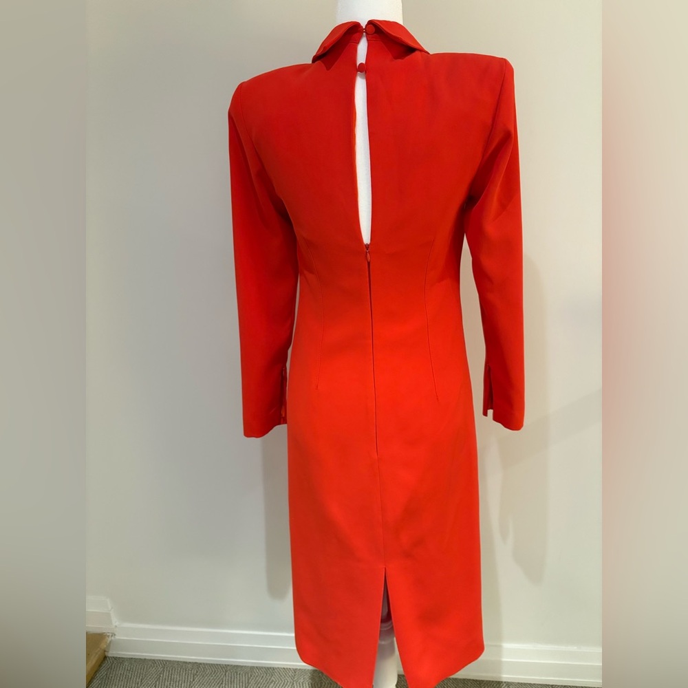 Tie Neck Midi Dress with Shoulder Pad - Picture 7 of 8